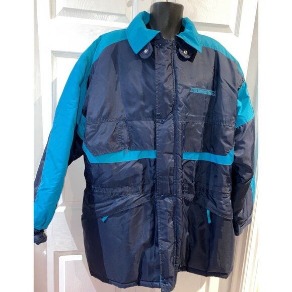 The Toronto Star Newspaper Men’s Winter Coat Parka Navy Aqua Blue XXL Vintage - Picture 6 of 16